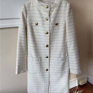 Lilly Pulitzer Cream Striped Boucle Coat